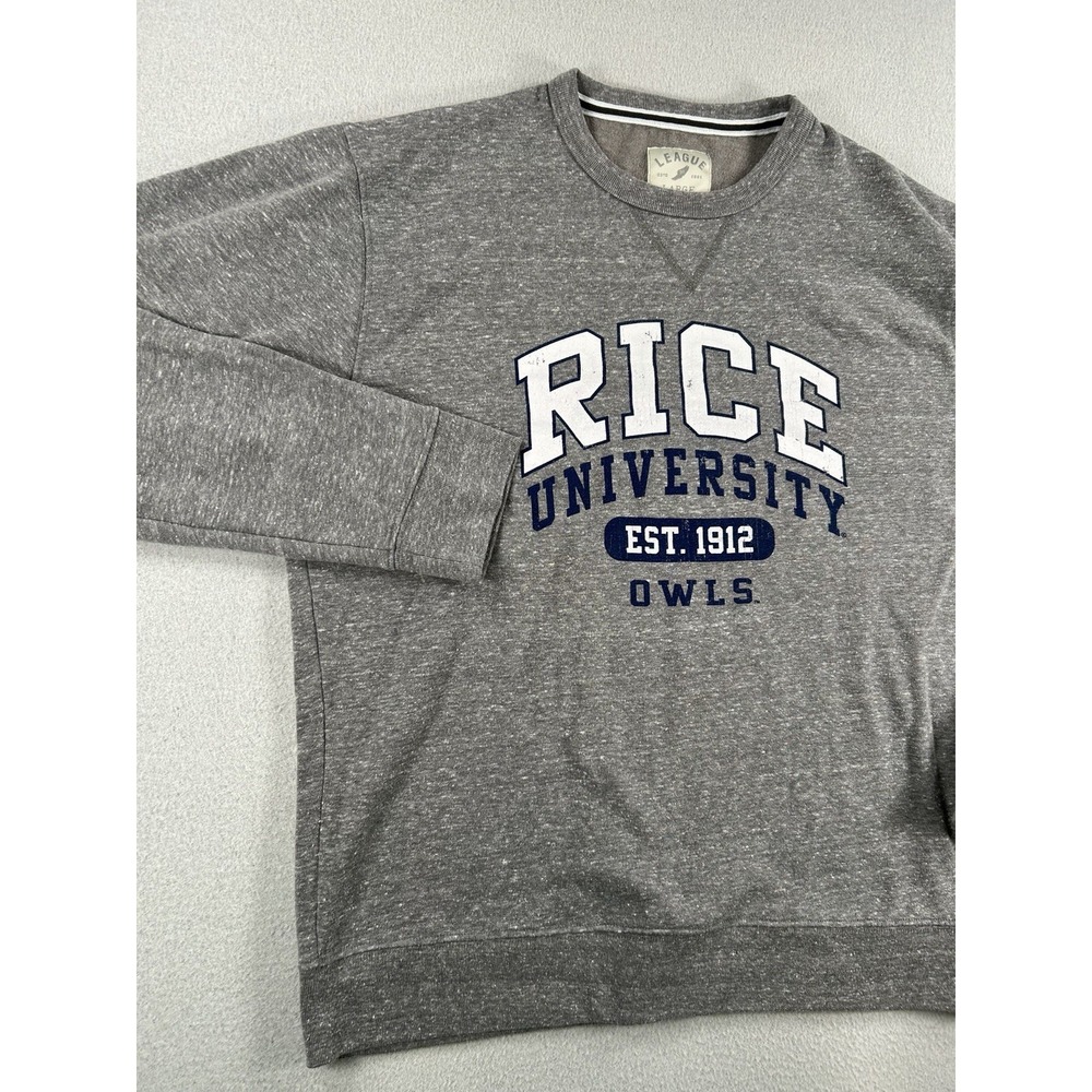 Rice University Owls Crewneck Sweatshirt League LARGE Gray